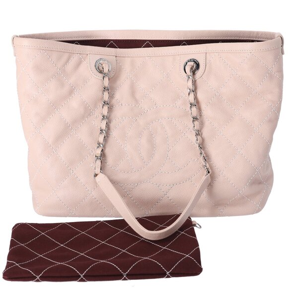 Chanel Small Daily Shopping Tote Caviar Grained Calfskin Quilted Beige - Picture 9 of 10